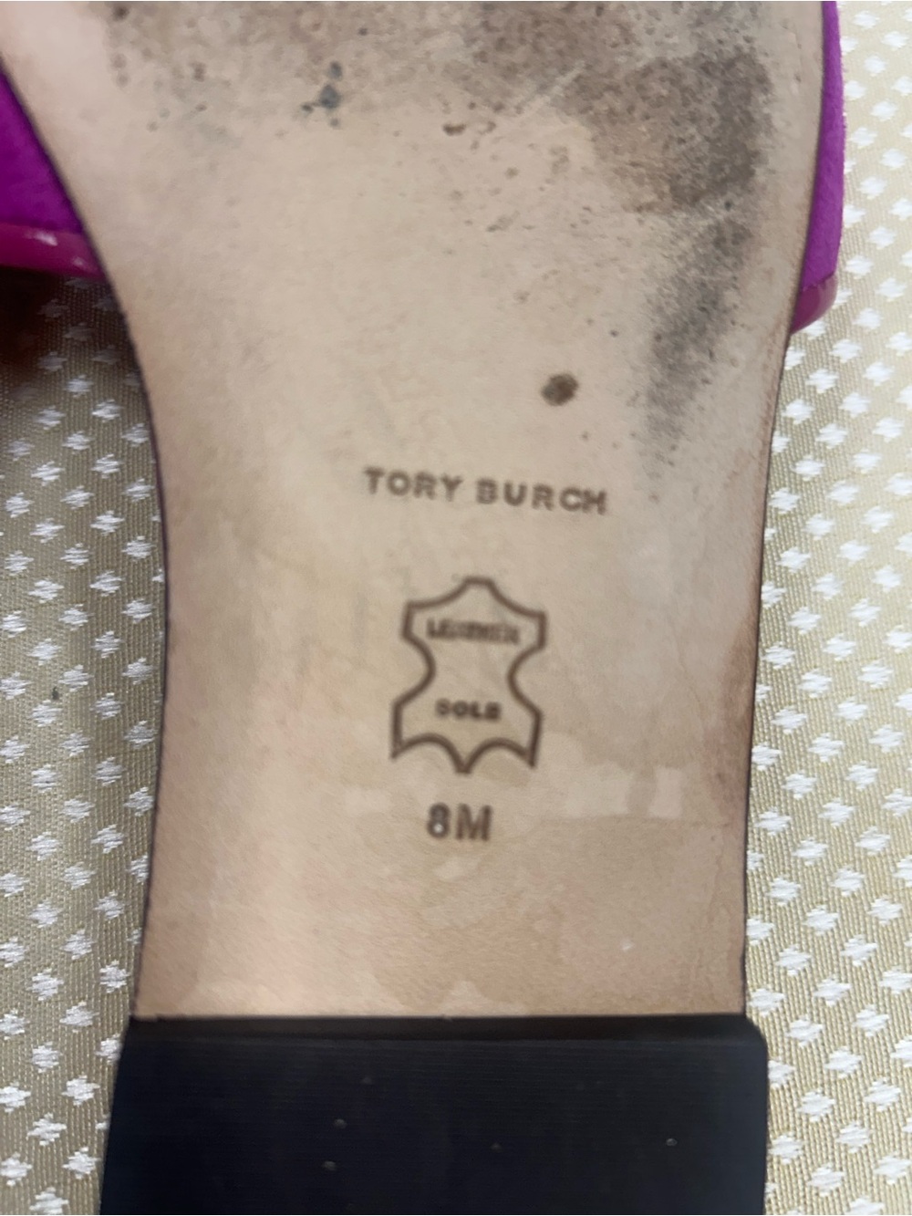 Tory Burch Eleanor Fuchsia Suede Slide Mules with Silver Logo size 8 - Picture 7 of 7